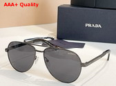 Prada Men Aviator Sunglasses in Black with Prada Logo Replica