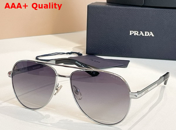 Prada Men Aviator Sunglasses in Black with Prada Logo Replica
