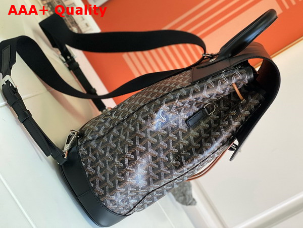 Goyard Alpin MM Backpack in Black Goyardine Canvas and Clamecy Cowhide Replica
