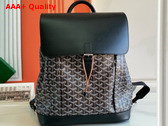 Goyard Alpin MM Backpack in Black Goyardine Canvas and Clamecy Cowhide Replica