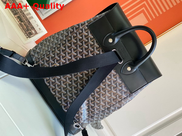 Goyard Alpin MM Backpack in Black Goyardine Canvas and Clamecy Cowhide Replica