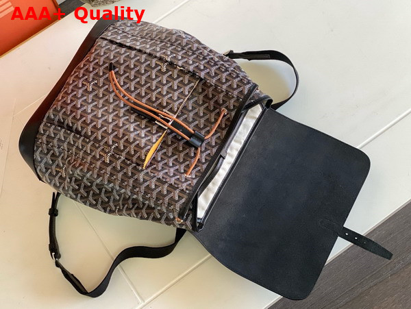 Goyard Alpin MM Backpack in Black Goyardine Canvas and Clamecy Cowhide Replica