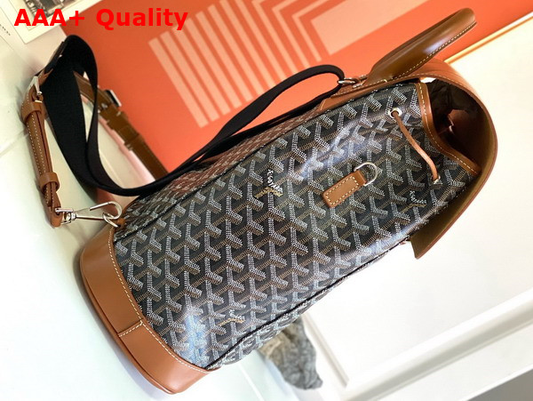 Goyard Alpin MM Backpack in Goyardine Canvas and Clamecy Cowhide Black and Tan Replica