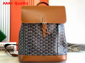 Goyard Alpin MM Backpack in Goyardine Canvas and Clamecy Cowhide Black and Tan Replica