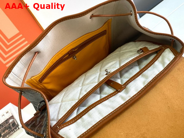Goyard Alpin MM Backpack in Goyardine Canvas and Clamecy Cowhide Black and Tan Replica