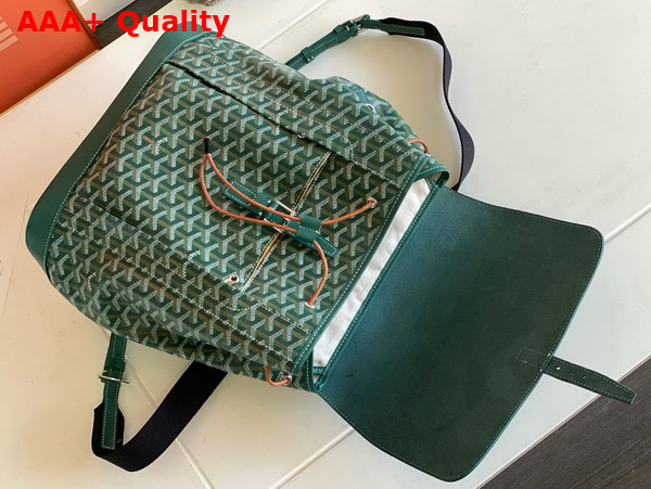 Goyard Alpin MM Backpack in Green Goyardine Canvas and Clamecy Cowhide Replica