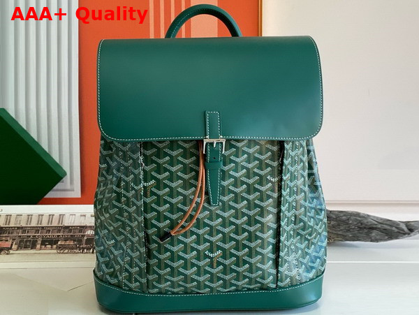Goyard Alpin MM Backpack in Green Goyardine Canvas and Clamecy Cowhide Replica