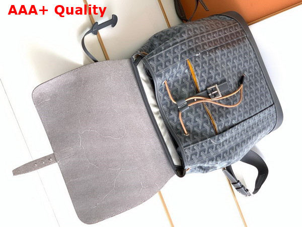 Goyard Alpin MM Backpack in Grey Goyardine Canvas and Clamecy Cowhide Replica