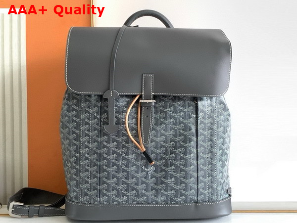 Goyard Alpin MM Backpack in Grey Goyardine Canvas and Clamecy Cowhide Replica