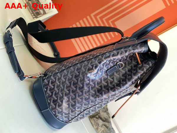 Goyard Alpin MM Backpack in Navy Blue Goyardine Canvas and Clamecy Cowhide Replica