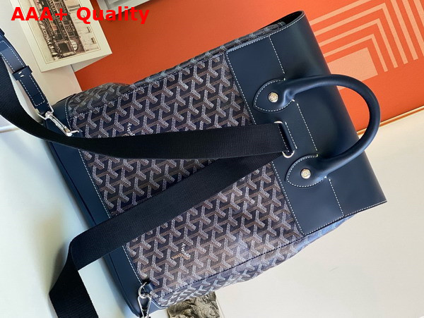 Goyard Alpin MM Backpack in Navy Blue Goyardine Canvas and Clamecy Cowhide Replica