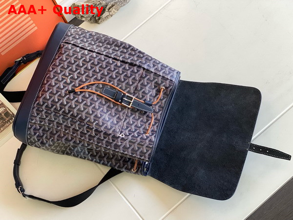 Goyard Alpin MM Backpack in Navy Blue Goyardine Canvas and Clamecy Cowhide Replica