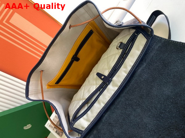 Goyard Alpin MM Backpack in Navy Blue Goyardine Canvas and Clamecy Cowhide Replica