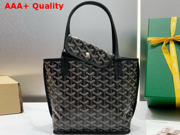 Goyard Anjou Mini Bag in Black Chevroches Calfskin and Goyardine Canvas Replica