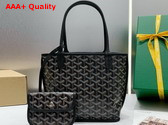 Goyard Anjou Mini Bag in Black Chevroches Calfskin and Goyardine Canvas Replica