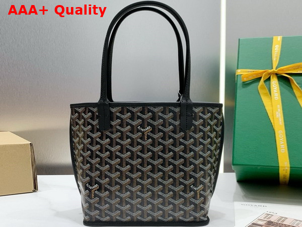 Goyard Anjou Mini Bag in Black Chevroches Calfskin and Goyardine Canvas Replica