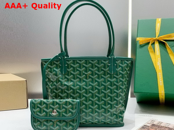 Goyard Anjou Mini Bag in Green Chevroches Calfskin and Goyardine Canvas Replica