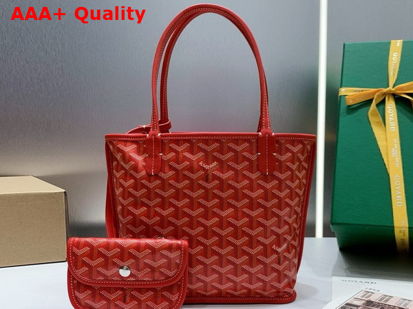 Goyard Anjou Mini Bag in Red Chevroches Calfskin and Goyardine Canvas Replica