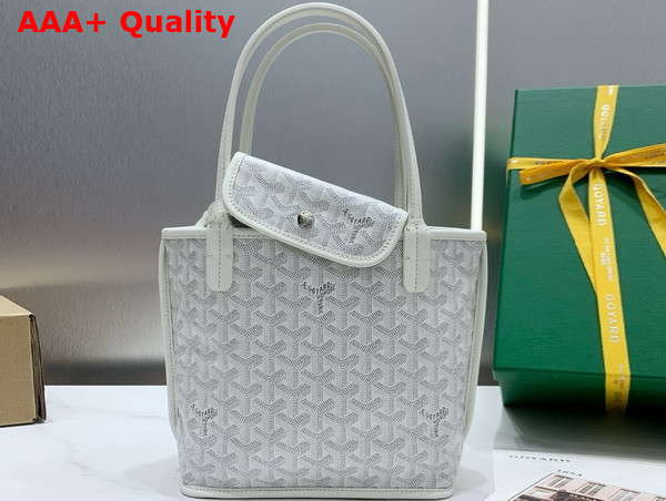 Goyard Anjou Mini Bag in White Chevroches Calfskin and Goyardine Canvas Replica