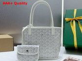 Goyard Anjou Mini Bag in White Chevroches Calfskin and Goyardine Canvas Replica