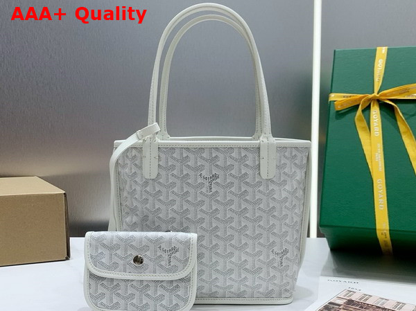 Goyard Anjou Mini Bag in White Chevroches Calfskin and Goyardine Canvas Replica