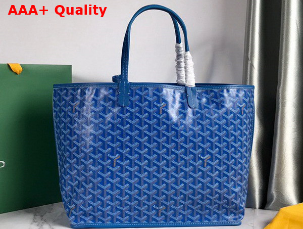 Goyard Anjou PM Bag in Blue Chevroches Calfskin and Goyardine Canvas Replica
