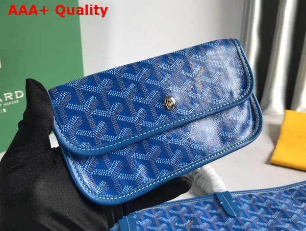 Goyard Anjou PM Bag in Blue Chevroches Calfskin and Goyardine Canvas Replica