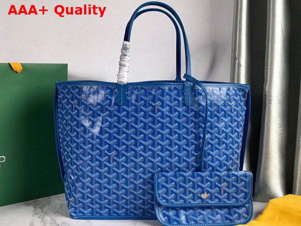 Goyard Anjou PM Bag in Blue Chevroches Calfskin and Goyardine Canvas Replica