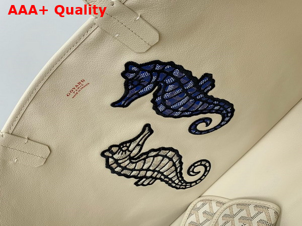 Goyard Anjou PM Seahorse Embroidery Sand Chevroches Calfskin and Goyardine Canvas Replica