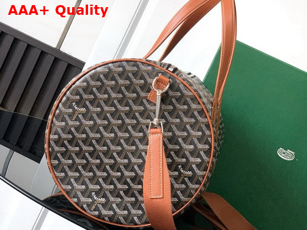 Goyard Barrel 40 Sports Bag Black and Tan Goyardine Canvas and Chevroches Calfskin Replica