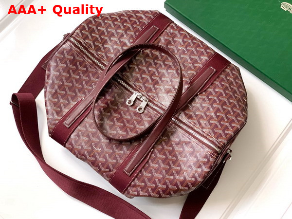 Goyard Barrel 40 Sports Bag in Burgundy Goyardine Canvas and Chevroches Calfskin Replica