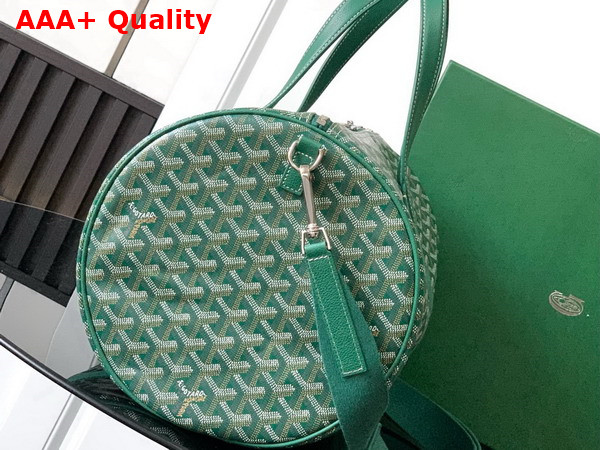 Goyard Barrel 40 Sports Bag in Green Goyardine Canvas and Chevroches Calfskin Replica
