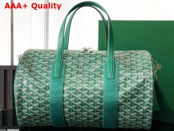 Goyard Barrel 40 Sports Bag in Green Goyardine Canvas and Chevroches Calfskin Replica