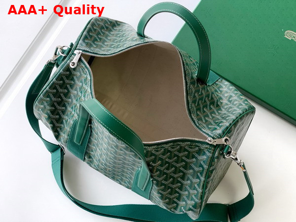 Goyard Barrel 40 Sports Bag in Green Goyardine Canvas and Chevroches Calfskin Replica