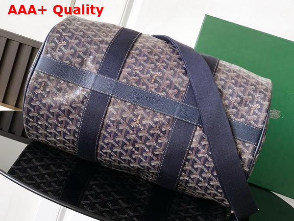 Goyard Barrel 40 Sports Bag in Navy Blue Goyardine Canvas and Chevroches Calfskin Replica