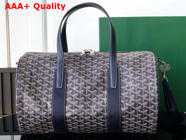 Goyard Barrel 40 Sports Bag in Navy Blue Goyardine Canvas and Chevroches Calfskin Replica