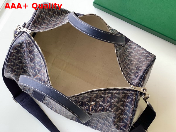 Goyard Barrel 40 Sports Bag in Navy Blue Goyardine Canvas and Chevroches Calfskin Replica