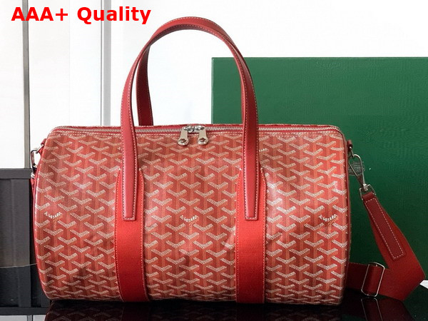 Goyard Barrel 40 Sports Bag in Red Goyardine Canvas and Chevroches Calfskin Replica
