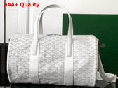 Goyard Barrel 40 Sports Bag in White Goyardine Canvas and Chevroches Calfskin Replica