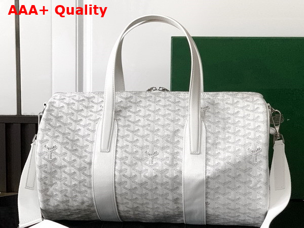Goyard Barrel 40 Sports Bag in White Goyardine Canvas and Chevroches Calfskin Replica