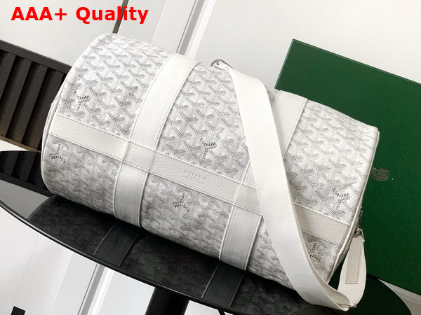 Goyard Barrel 40 Sports Bag in White Goyardine Canvas and Chevroches Calfskin Replica