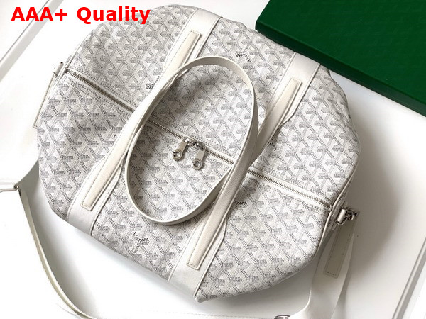Goyard Barrel 40 Sports Bag in White Goyardine Canvas and Chevroches Calfskin Replica