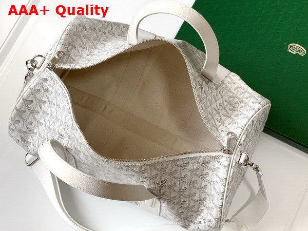 Goyard Barrel 40 Sports Bag in White Goyardine Canvas and Chevroches Calfskin Replica