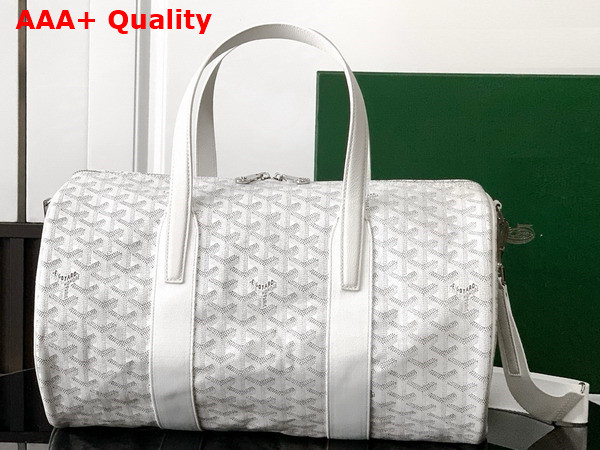 Goyard Barrel 40 Sports Bag in White Goyardine Canvas and Chevroches Calfskin Replica