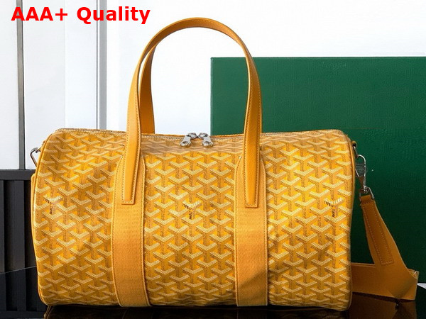 Goyard Barrel 40 Sports Bag in Yellow Goyardine Canvas and Chevroches Calfskin Replica