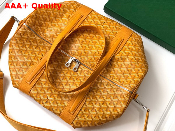 Goyard Barrel 40 Sports Bag in Yellow Goyardine Canvas and Chevroches Calfskin Replica