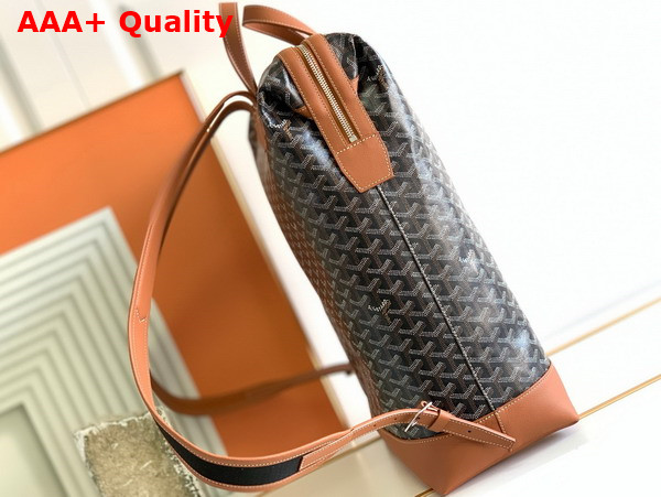 Goyard Cisalpin Backpack in Goyardine Canvas and Chevroches Calfskin Black and Tan Replica