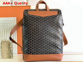 Goyard Cisalpin Backpack in Goyardine Canvas and Chevroches Calfskin Black and Tan Replica