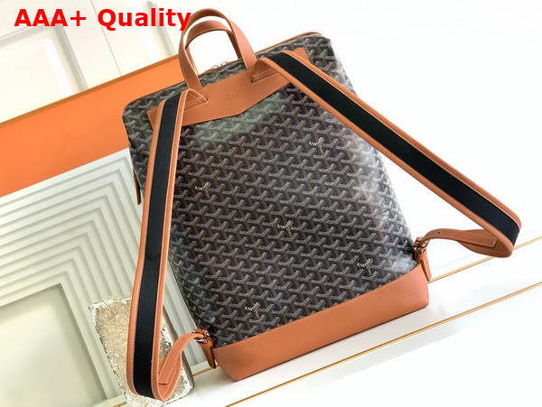 Goyard Cisalpin Backpack in Goyardine Canvas and Chevroches Calfskin Black and Tan Replica