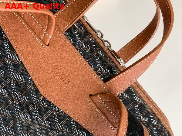 Goyard Cisalpin Backpack in Goyardine Canvas and Chevroches Calfskin Black and Tan Replica